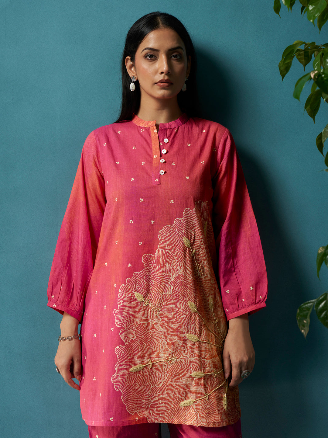 Gulmohar Pink Cotton Mal Co-Ord Set
