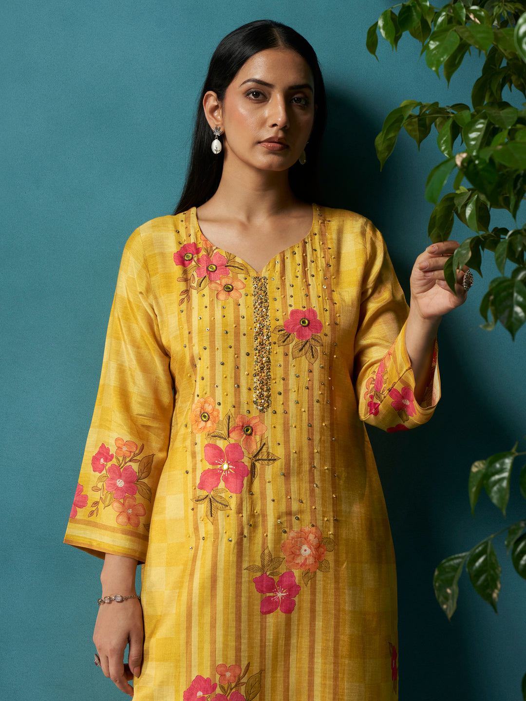 Ambi Yellow Rio-Linen Suit Set