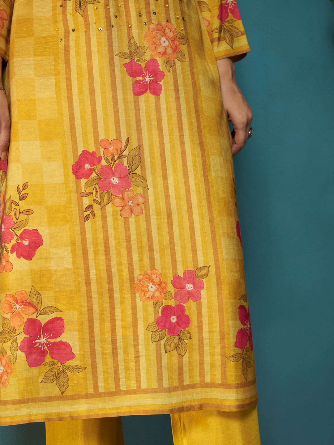 Ambi Yellow Rio-Linen Suit Set