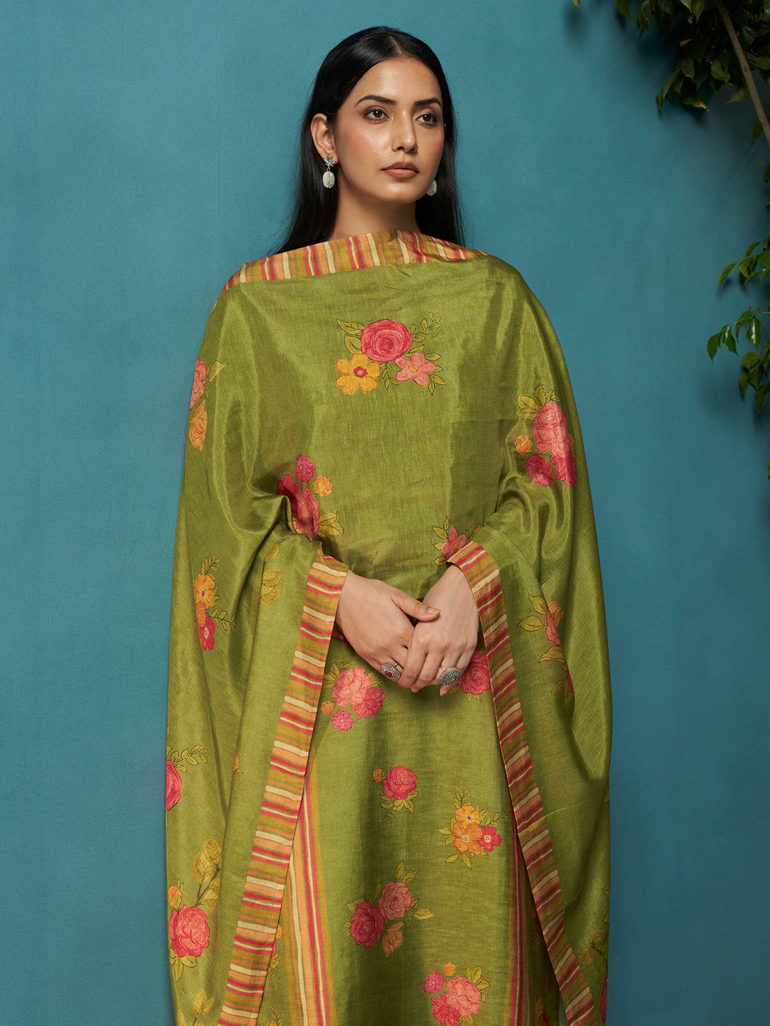 Phulwari Green Rio-Linen Suit Set