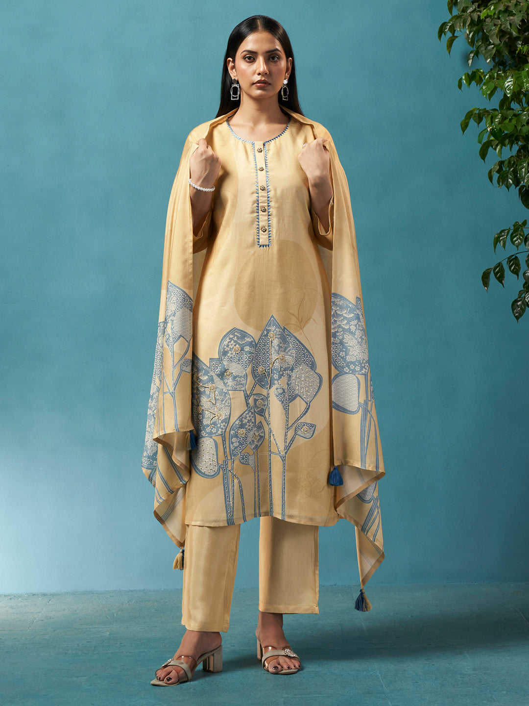 Chameli Beige Muslin Suit Set