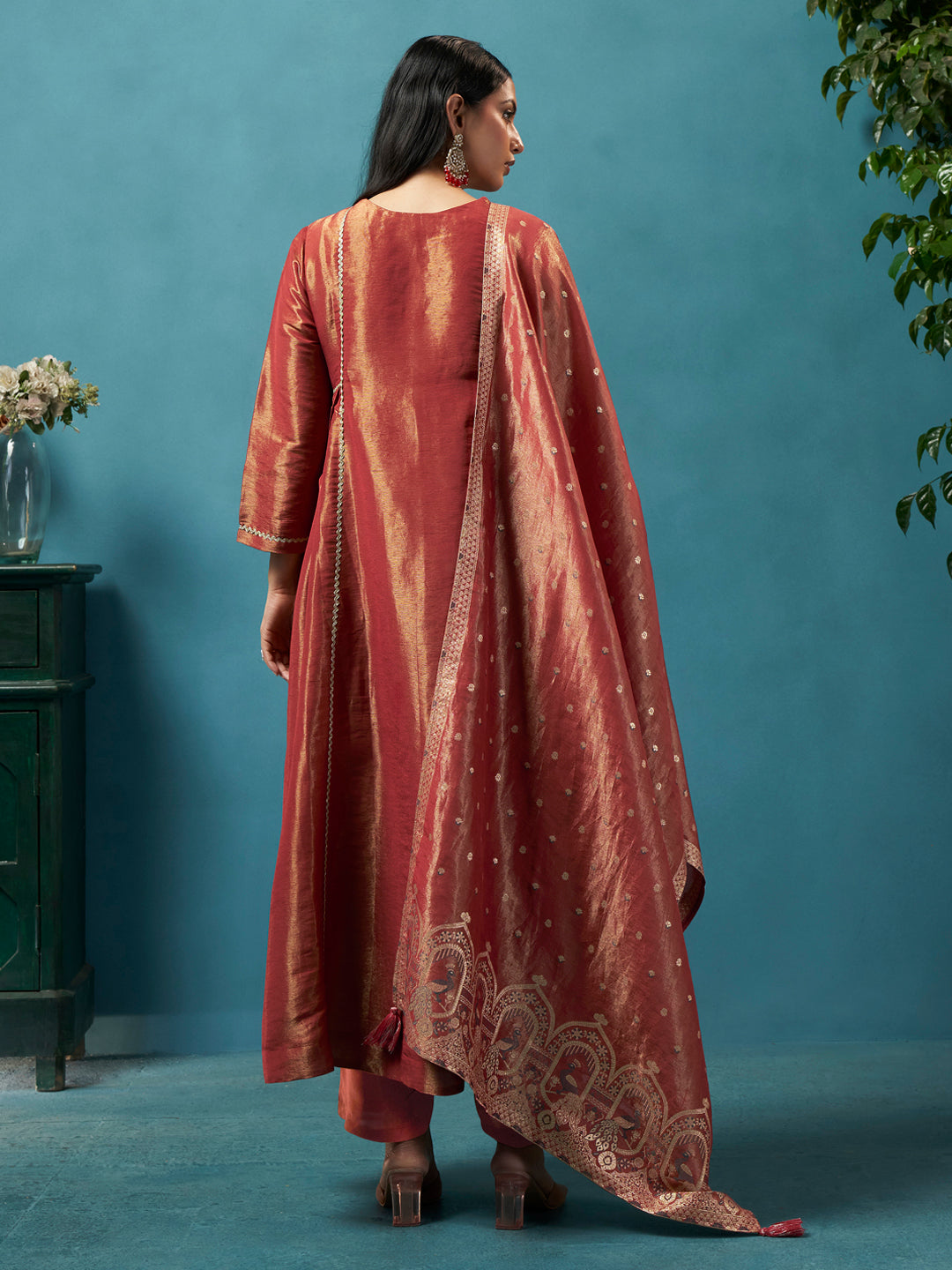 Raat Rani Maroon Shimmer Silk Suit Set