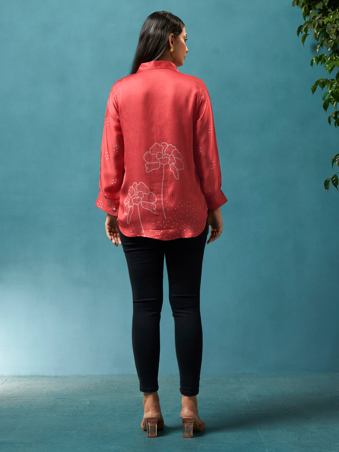 Scarlett Red Crepe Printed Shirt
