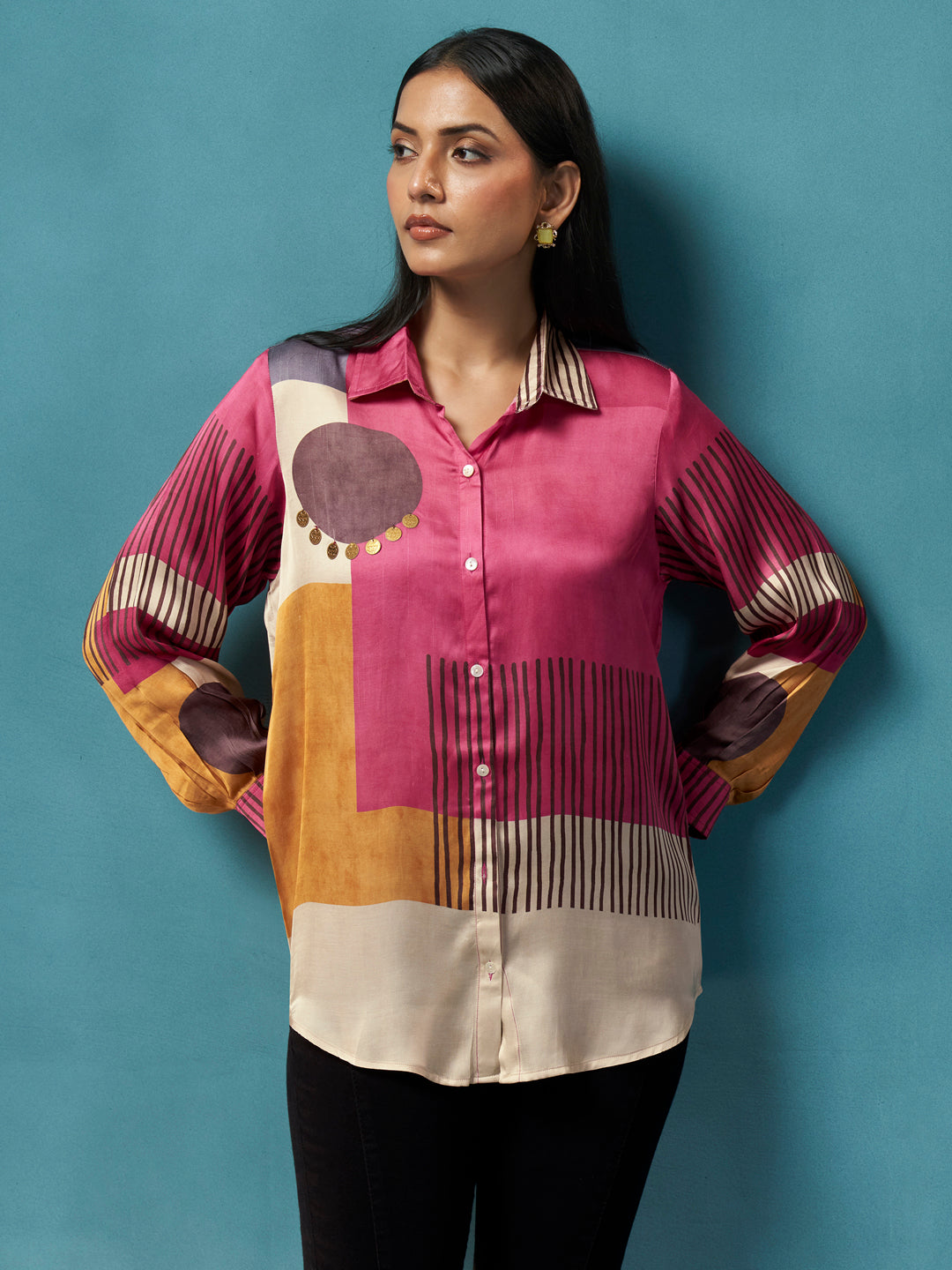 Sienna Multicolor Crepe Printed Shirt