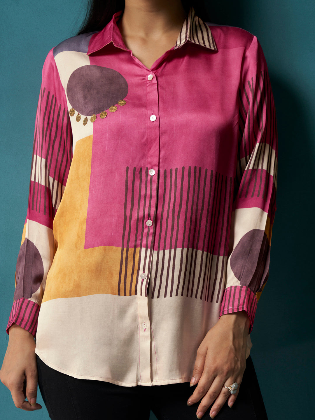 Sienna Multicolor Crepe Printed Shirt