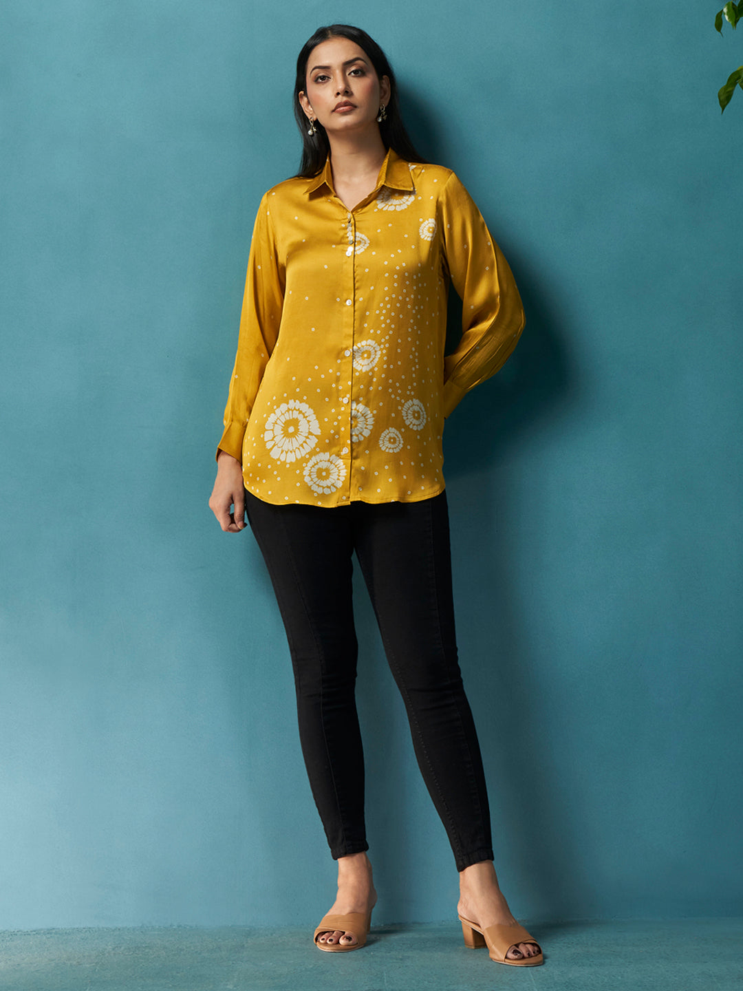 Daisy Yellow Crepe Printed Shirt