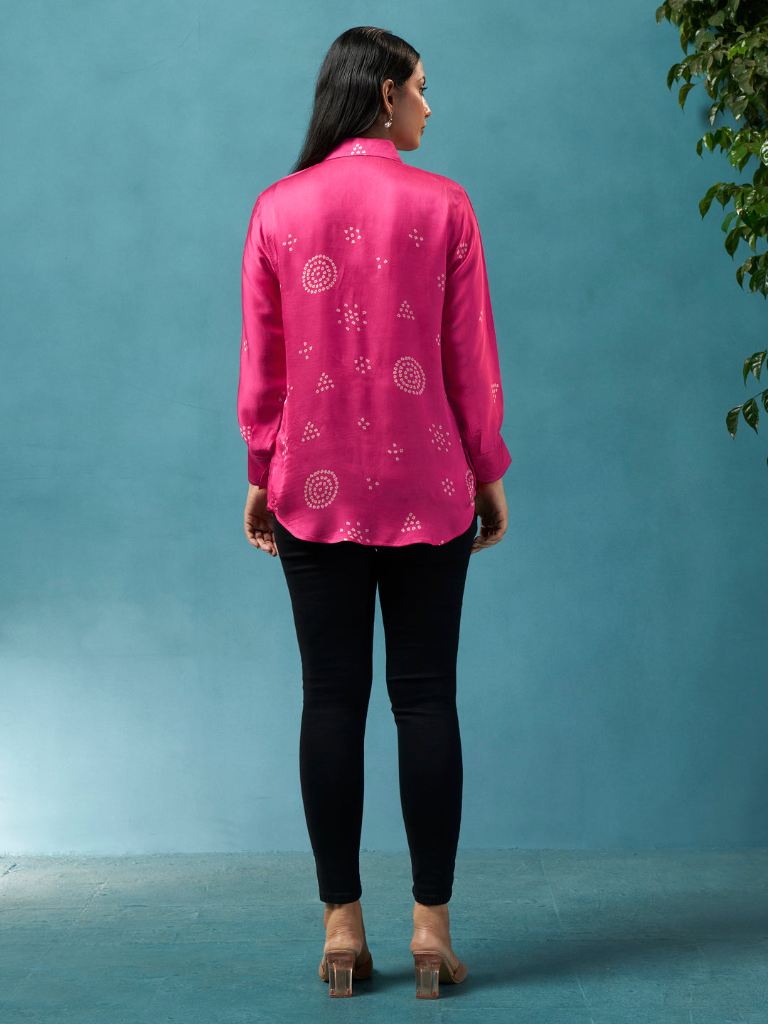 Bella Pink Crepe Printed Shirt
