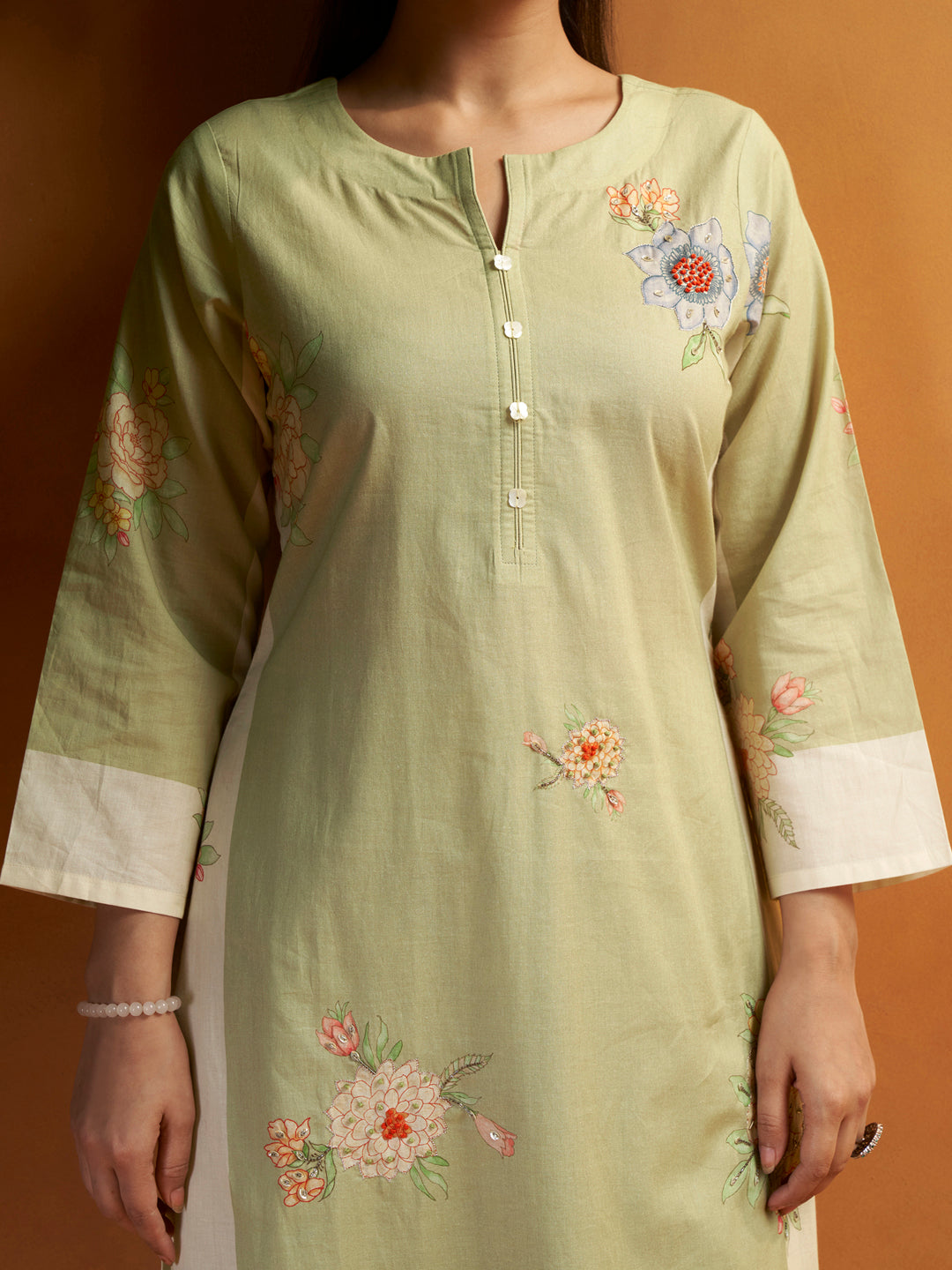 Kokum Pista Green Cotton Cambric Suit Set