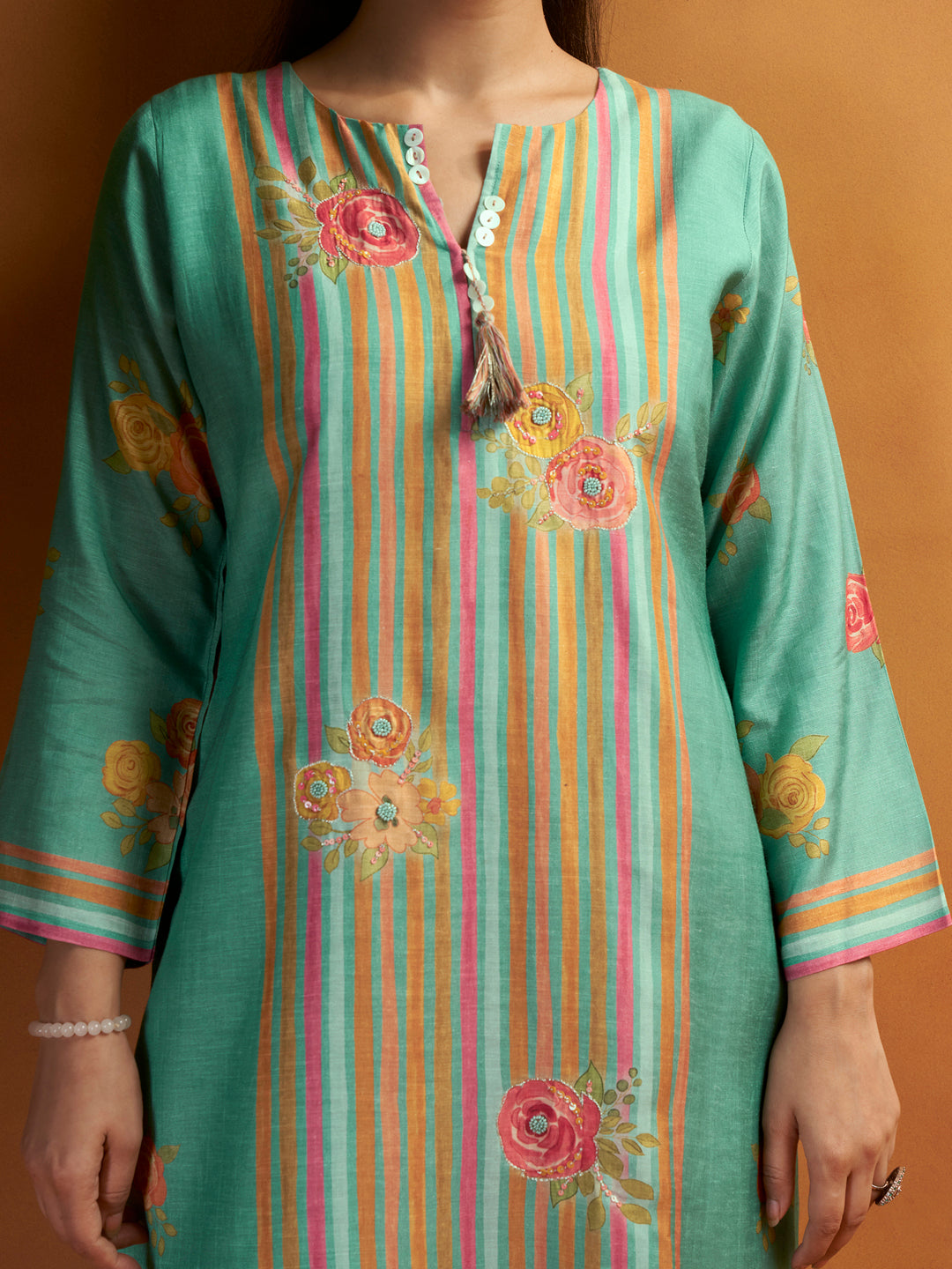 Jharna Sea Green Rio-Linen Suit Set