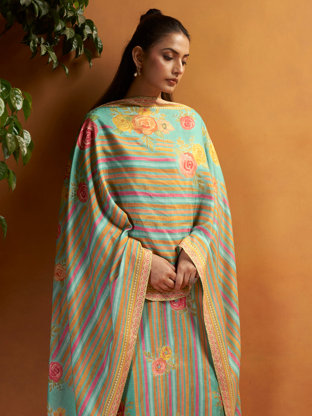 Jharna Sea Green Rio-Linen Suit Set