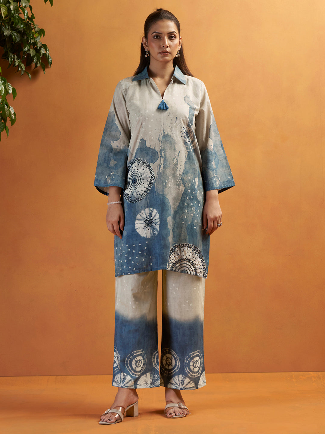 Jhilmil Blue Cotton Cambric Co-Ord Set