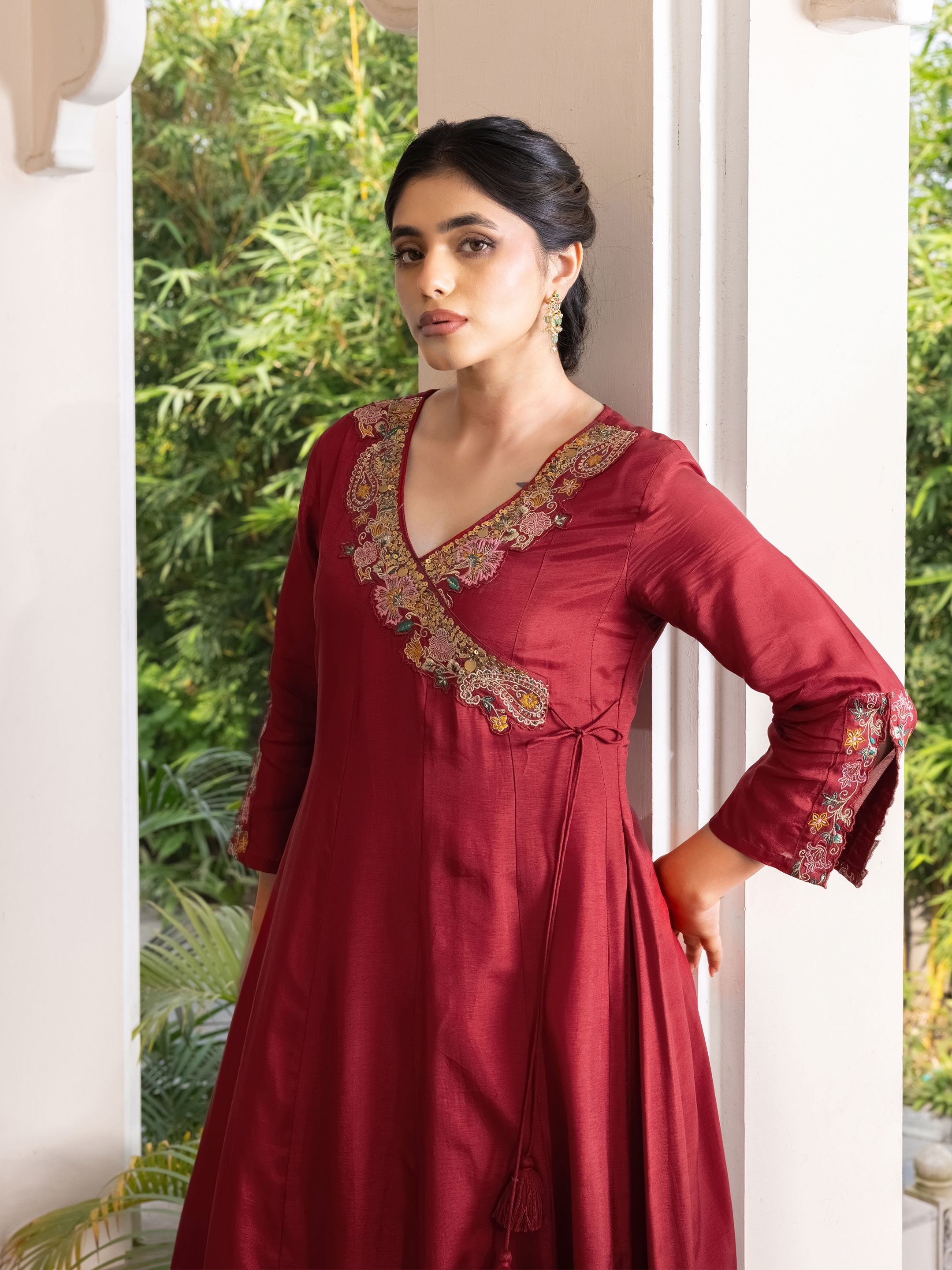 Roshini Viscose Russian Angrakha Set