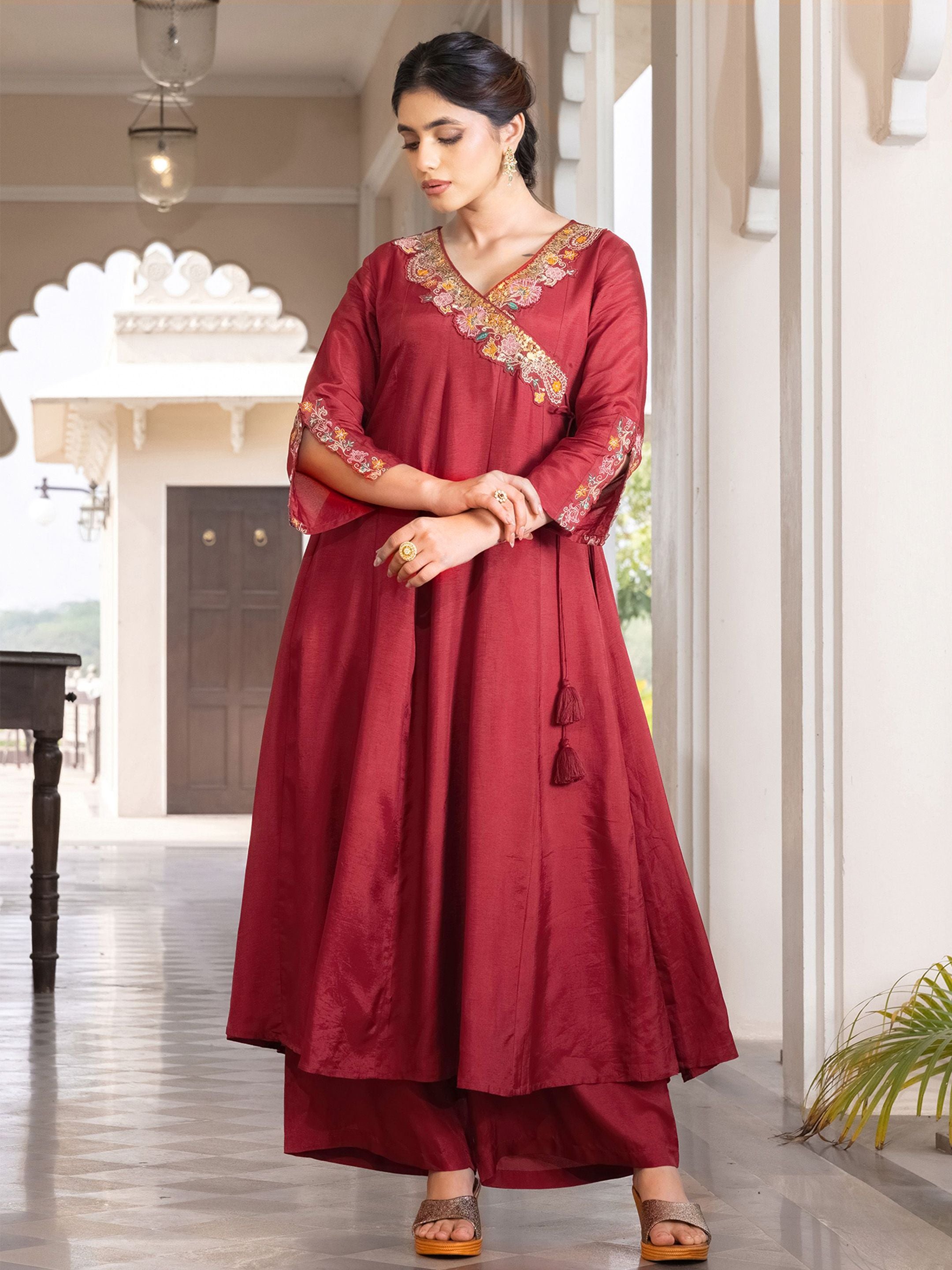 Roshini Viscose Russian Angrakha Set