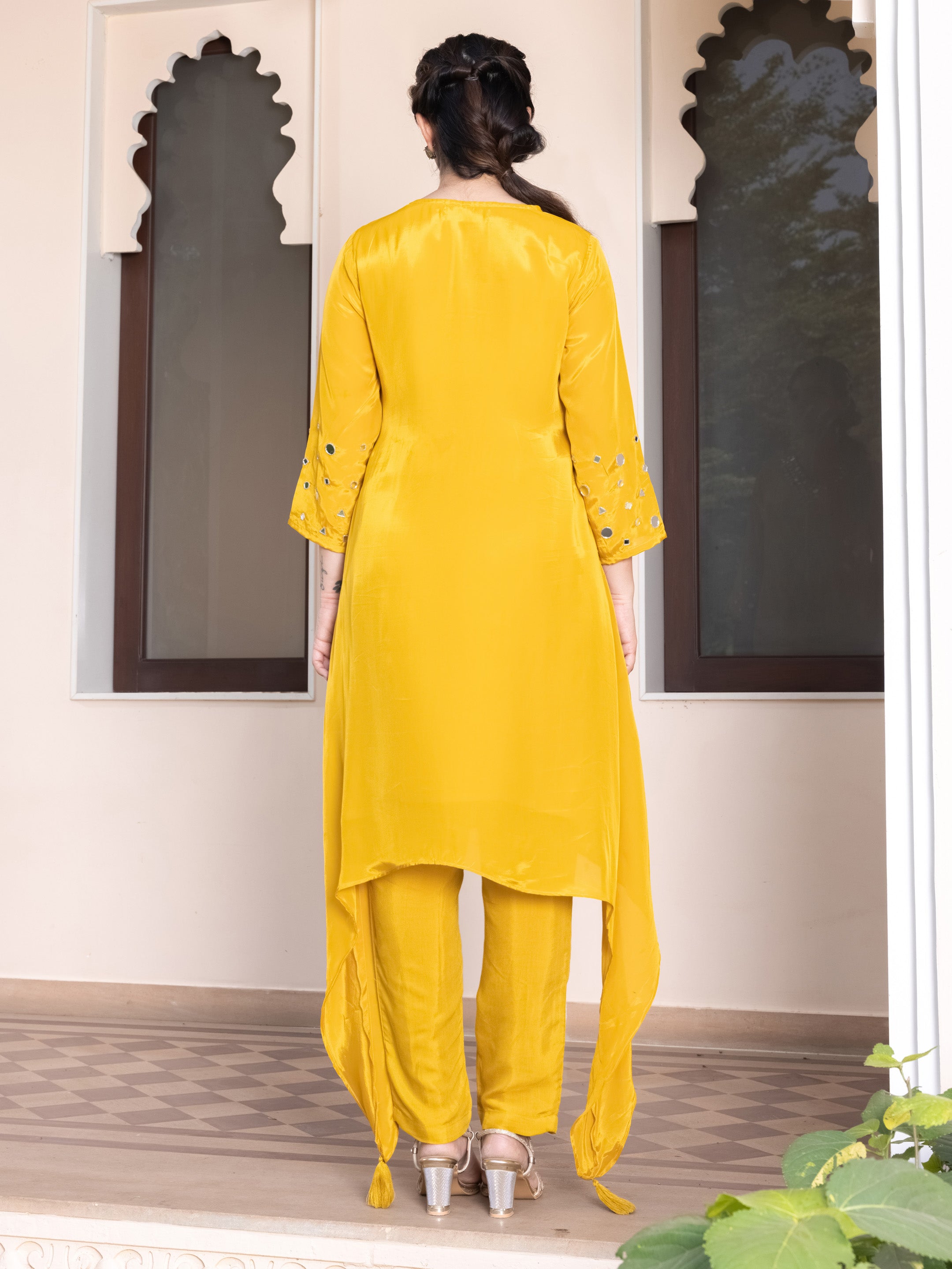 Urvi Natural Crepe Flared Kurta & Pant Set