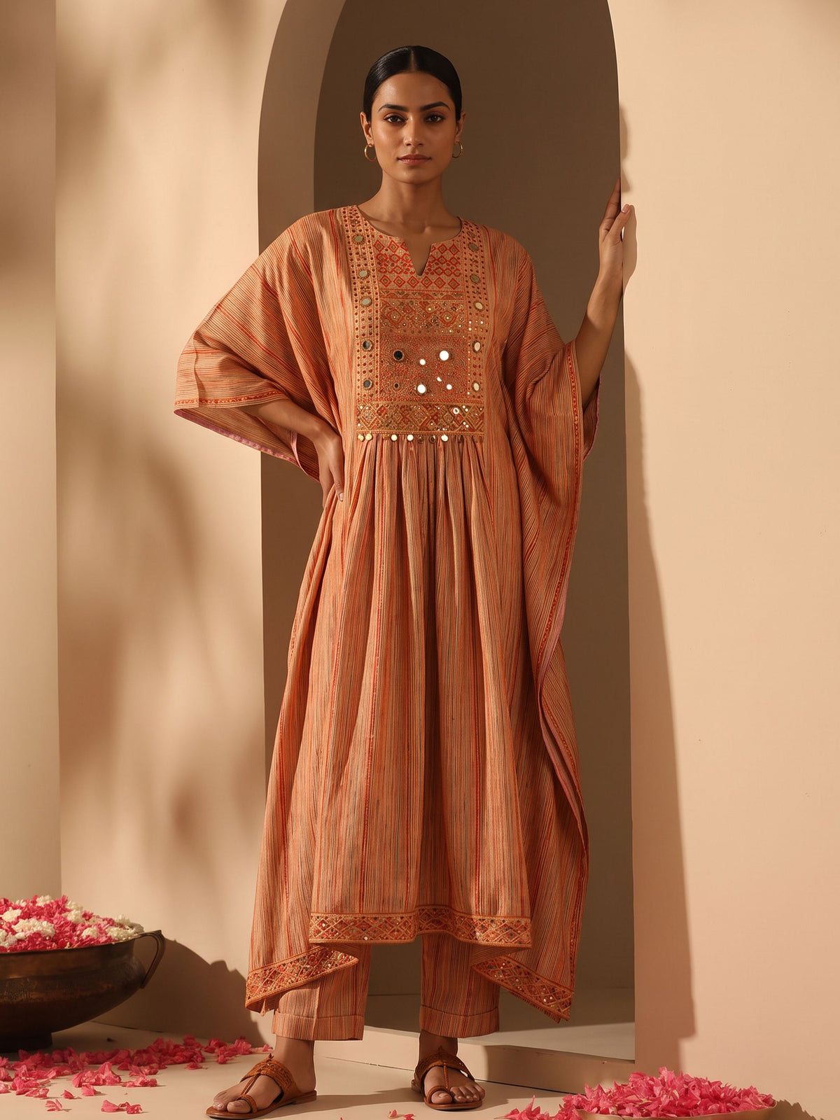 Arunika Peach Modal Muslin Kurta Pant Set