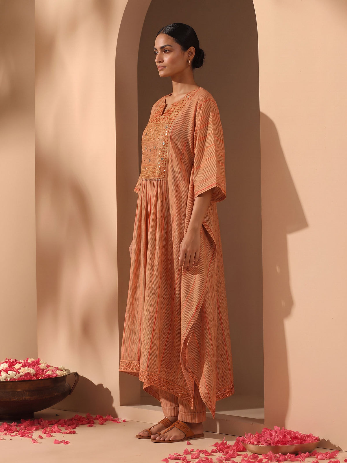Arunika Peach Modal Muslin Kurta Pant Set