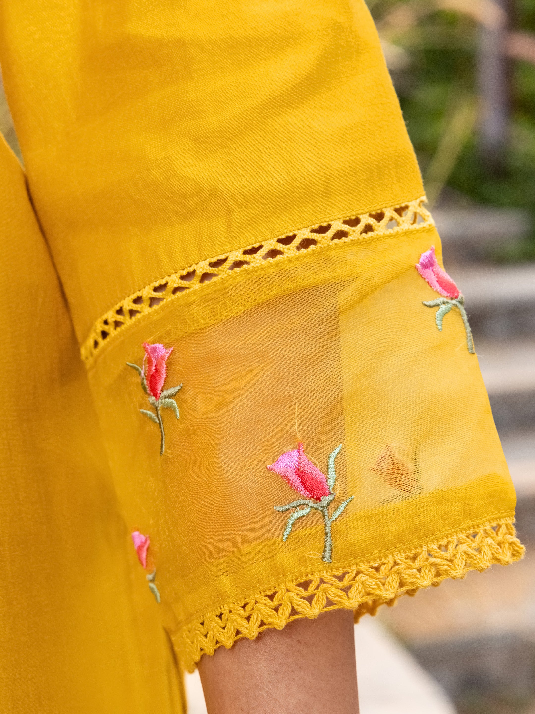 Meera Viscose Chanderi Embroidered Suit Set