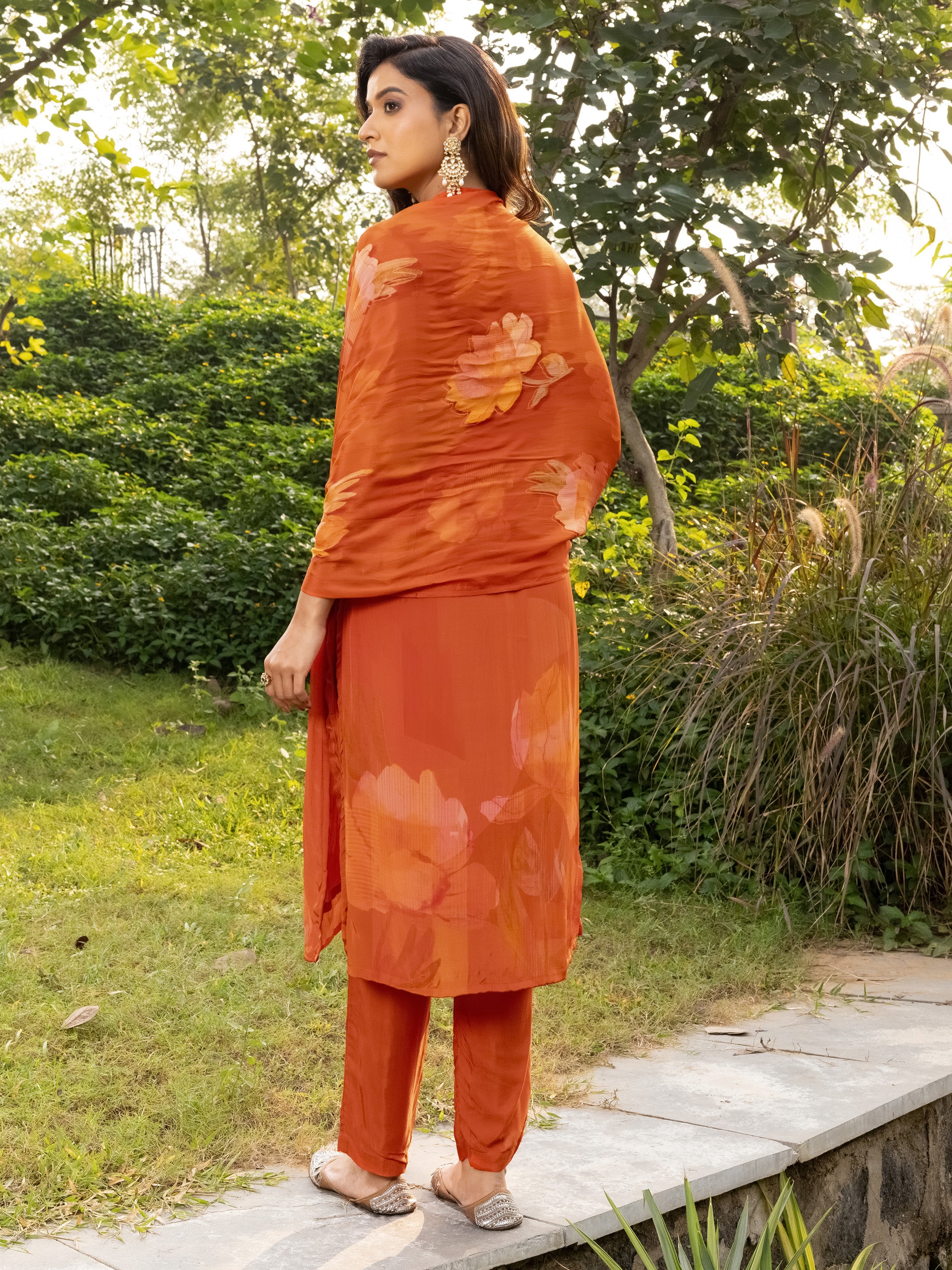 Tarika Natural Crepe Embroidered Suit Set