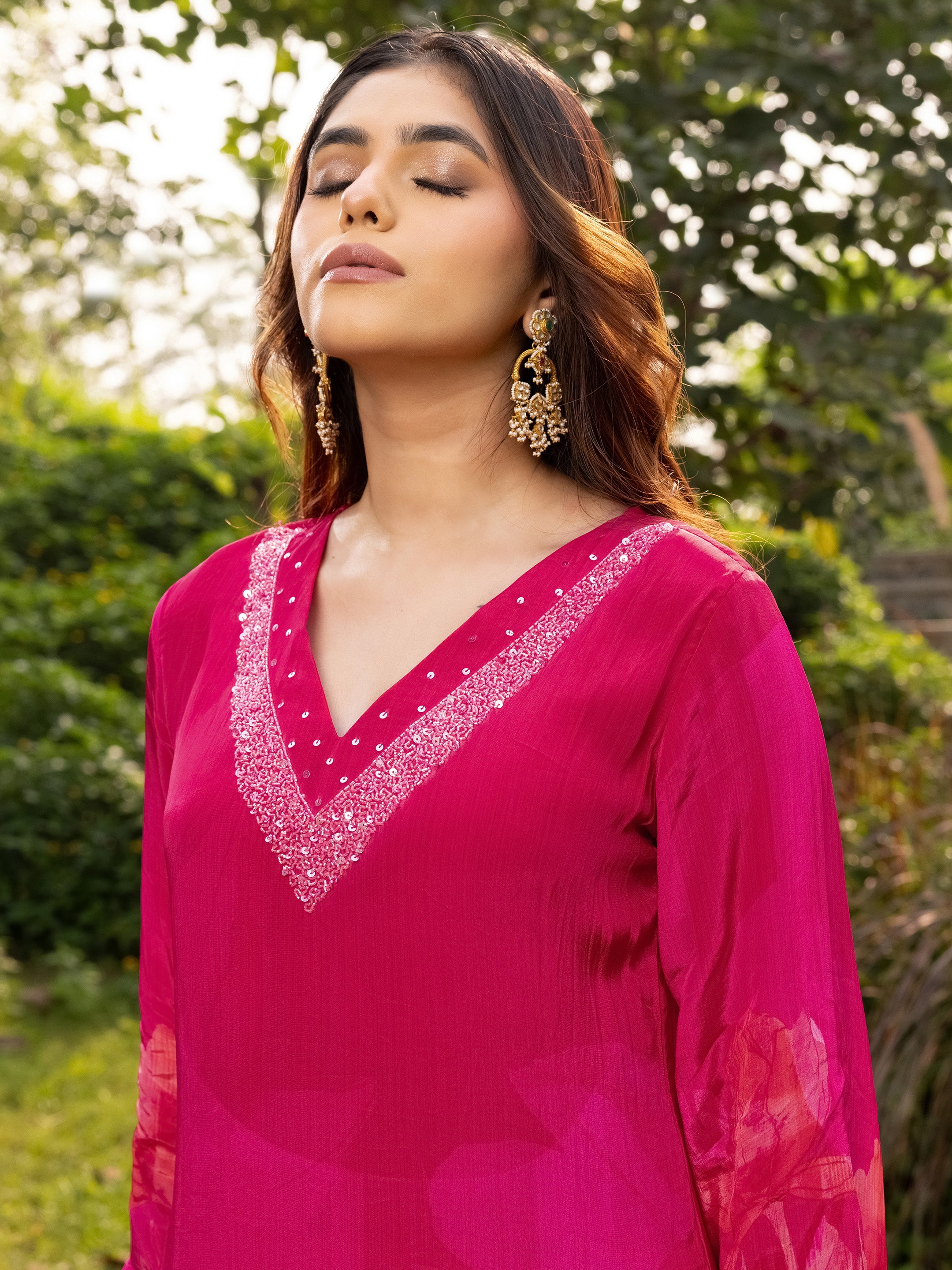 Nitya Natural Crepe Festive Suit Set