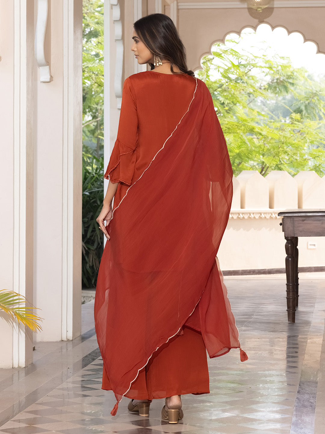 Gaurika Pure Chinnon Embroidered Suit Set