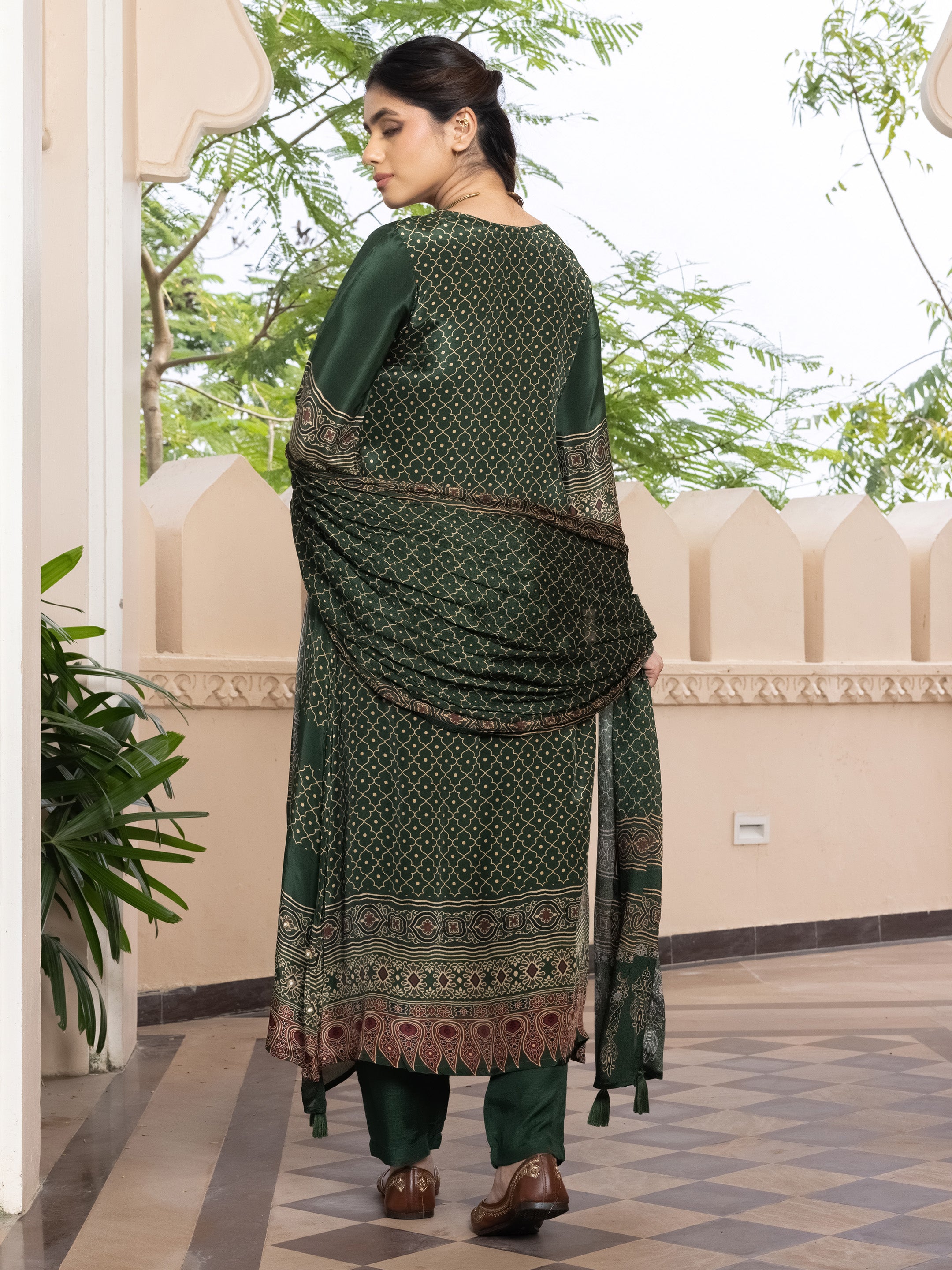 Kavya Natural Crepe Embroidered Suit Set