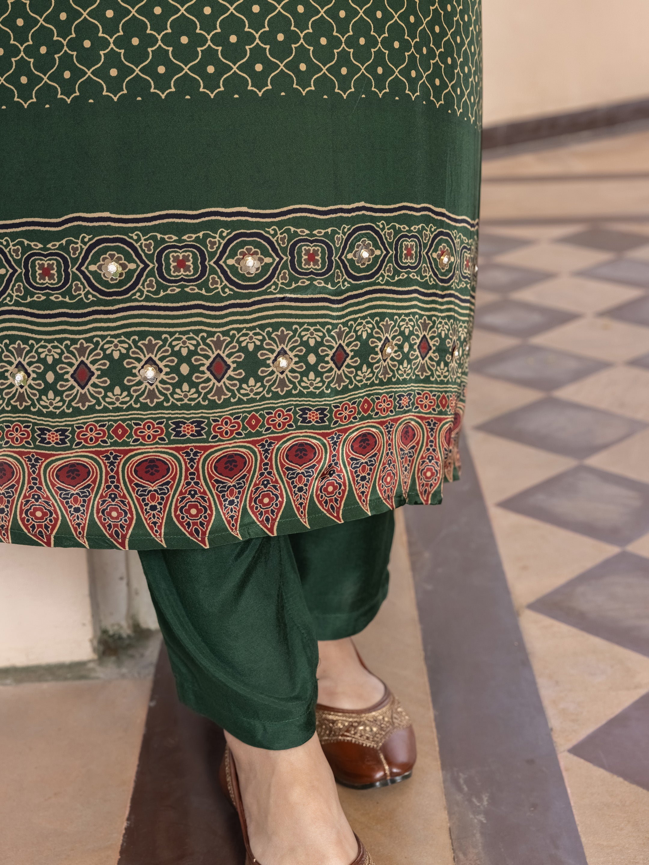 Kavya Natural Crepe Embroidered Suit Set