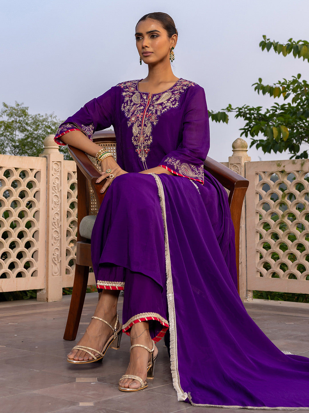 Divija Mul Chanderi Embroidered Salwar Suit Set