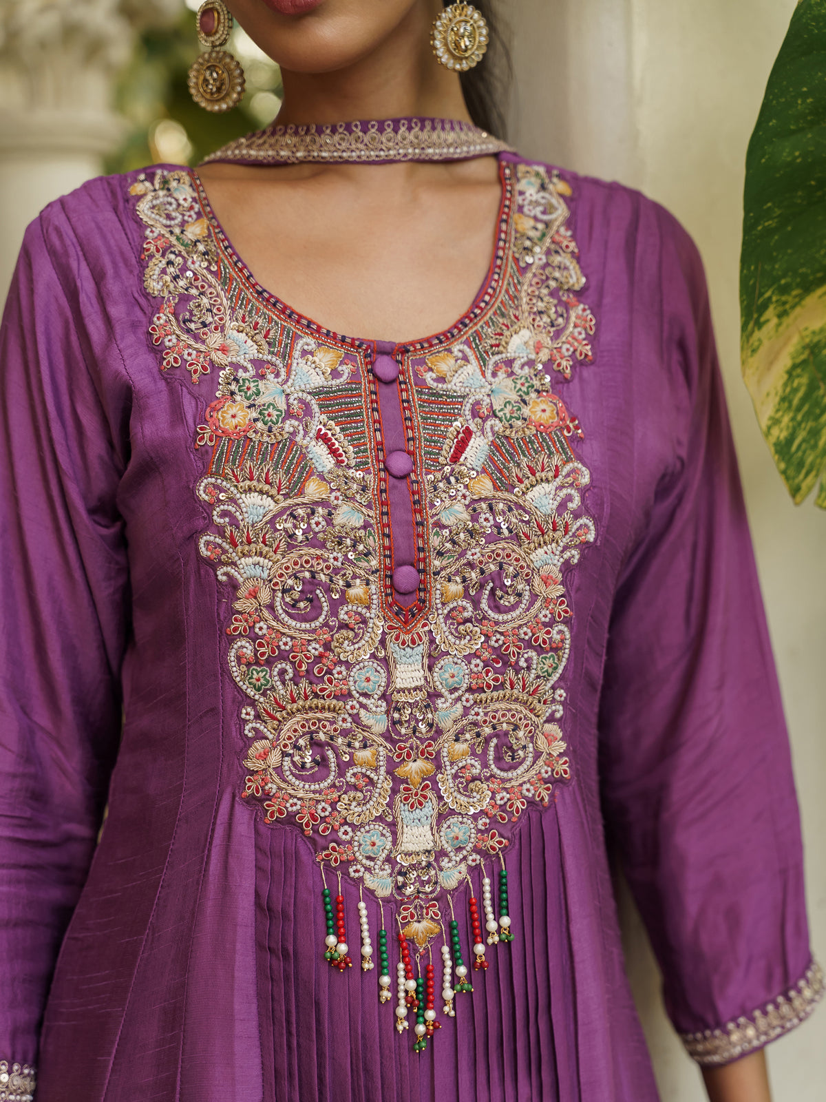 Imaya Purple Pure Viscose Embroidered Anarkali Floor Length Gown With Fancy Dupatta